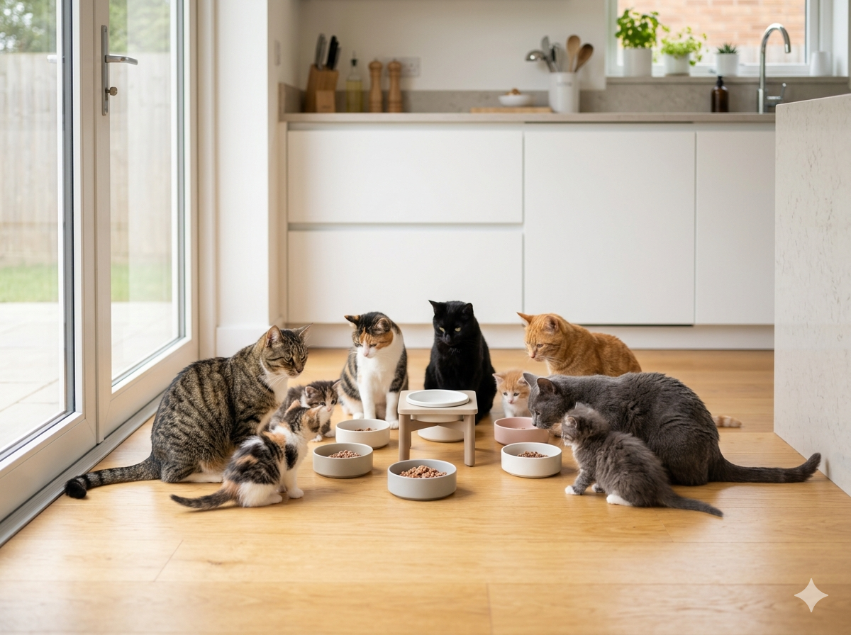Neighborhood Cats Smell Something Cooking And Show Up With All Their Kittens