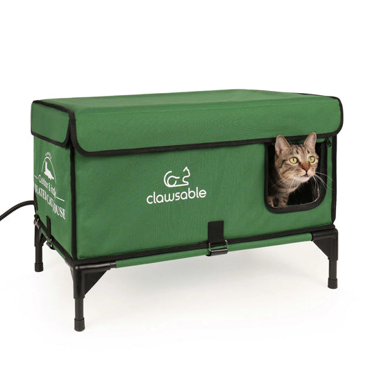 2 in 1 outdoor elevated top openable heated cat house large