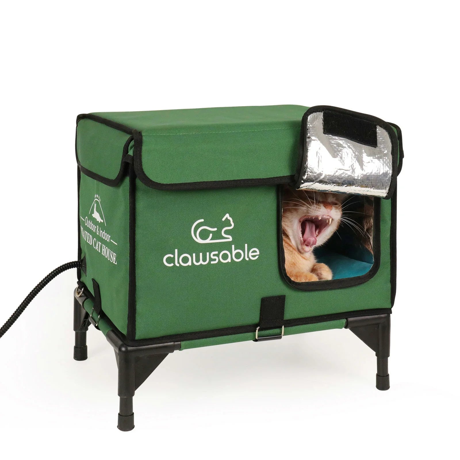 2 in 1 outdoor elevated top openable heated cat house small