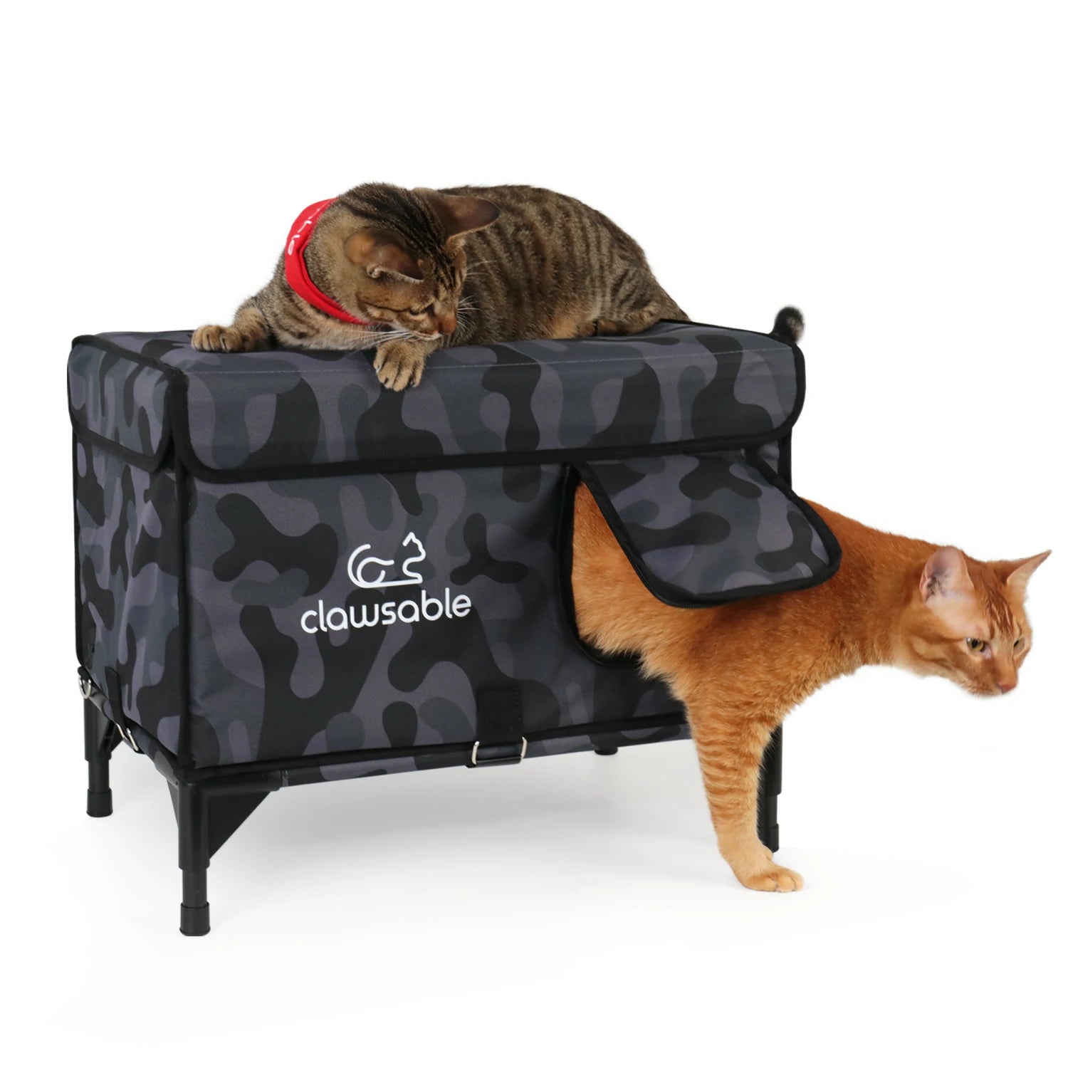 2in1 Outdoor Black Camo Elevated Top Openable Insulation Cat House M