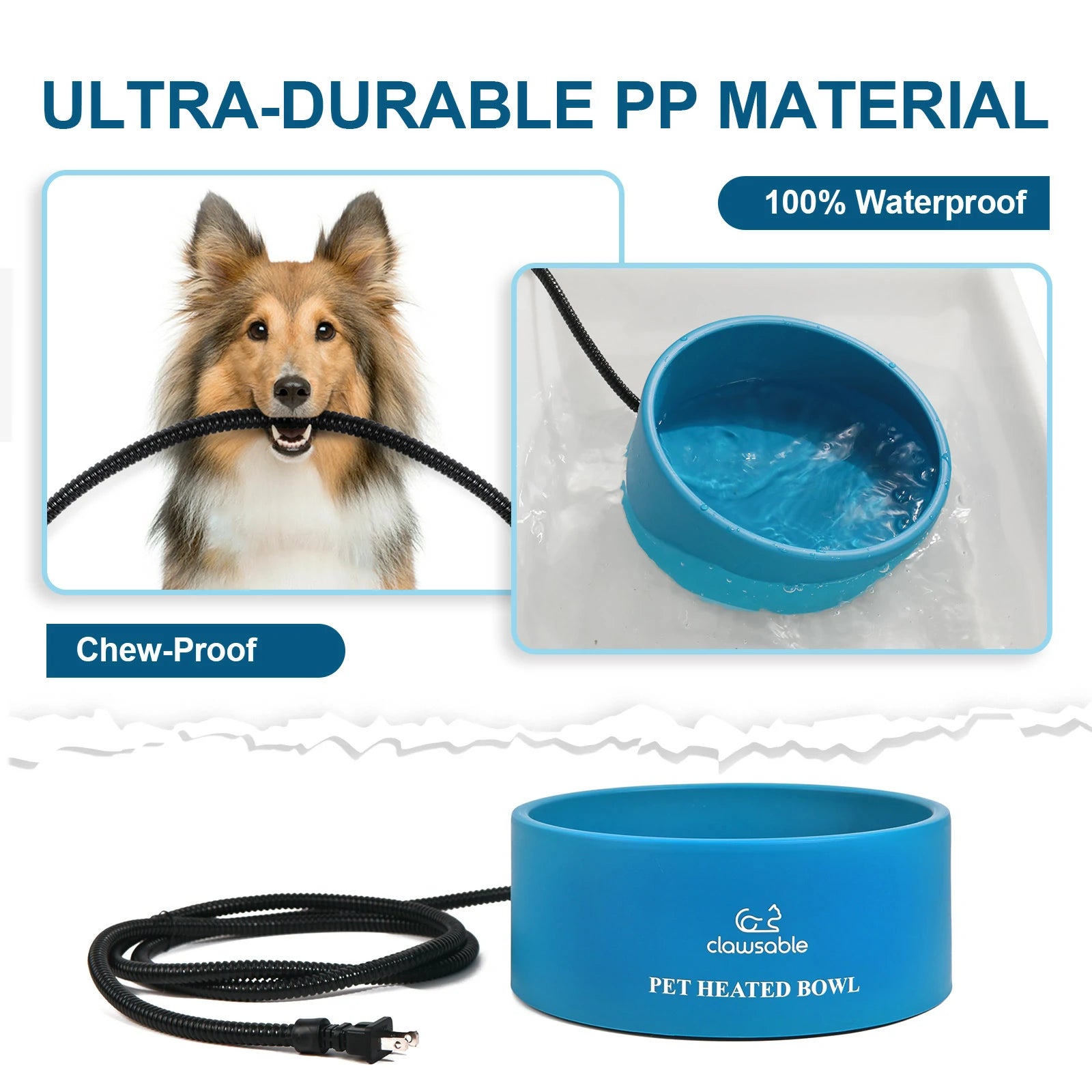 3.2L Extra Large Heated Pet Bowl Lake Blue material