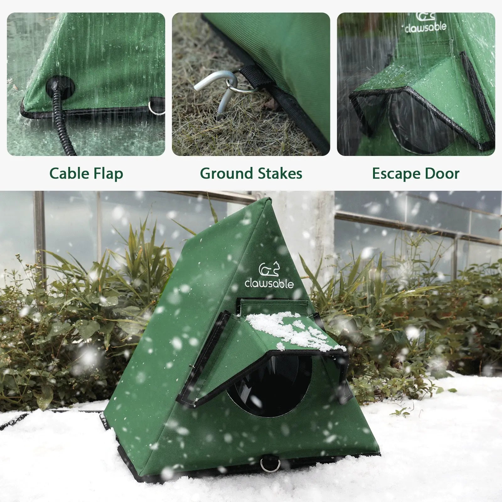 all round waterproof cat house a frame green