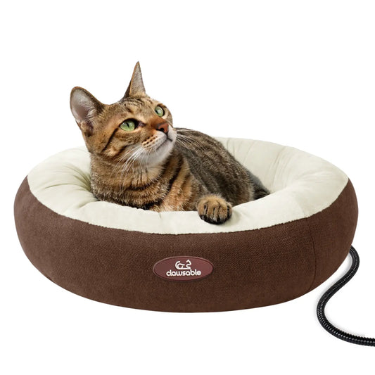 brown donut heated pet bed cat pad