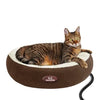 brown donut heated pet bed cat pad