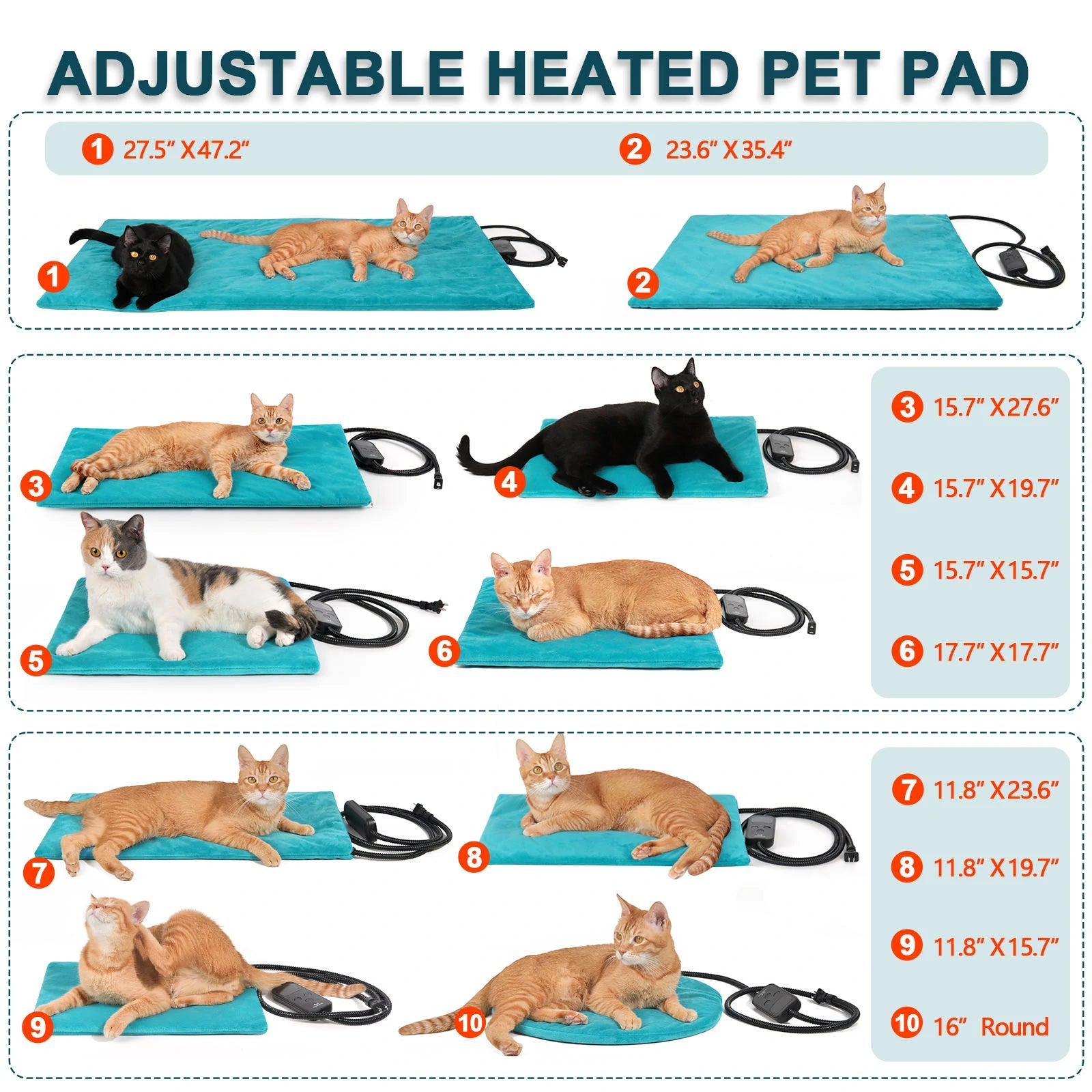 clawsable adjustable heating mat size card3