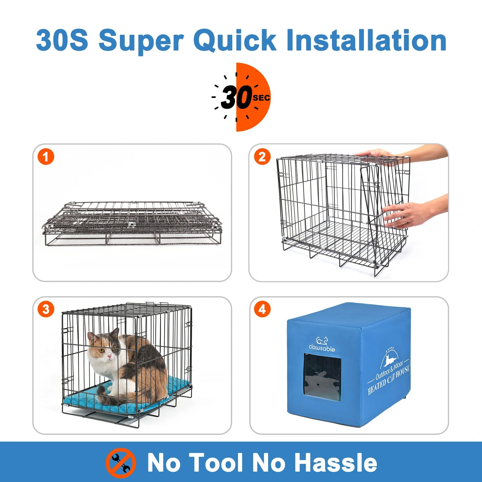 clawsable cat cage fast assembly1