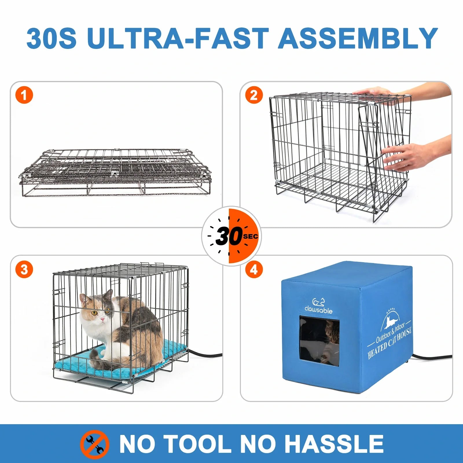 clawsable cat cage fast assembly