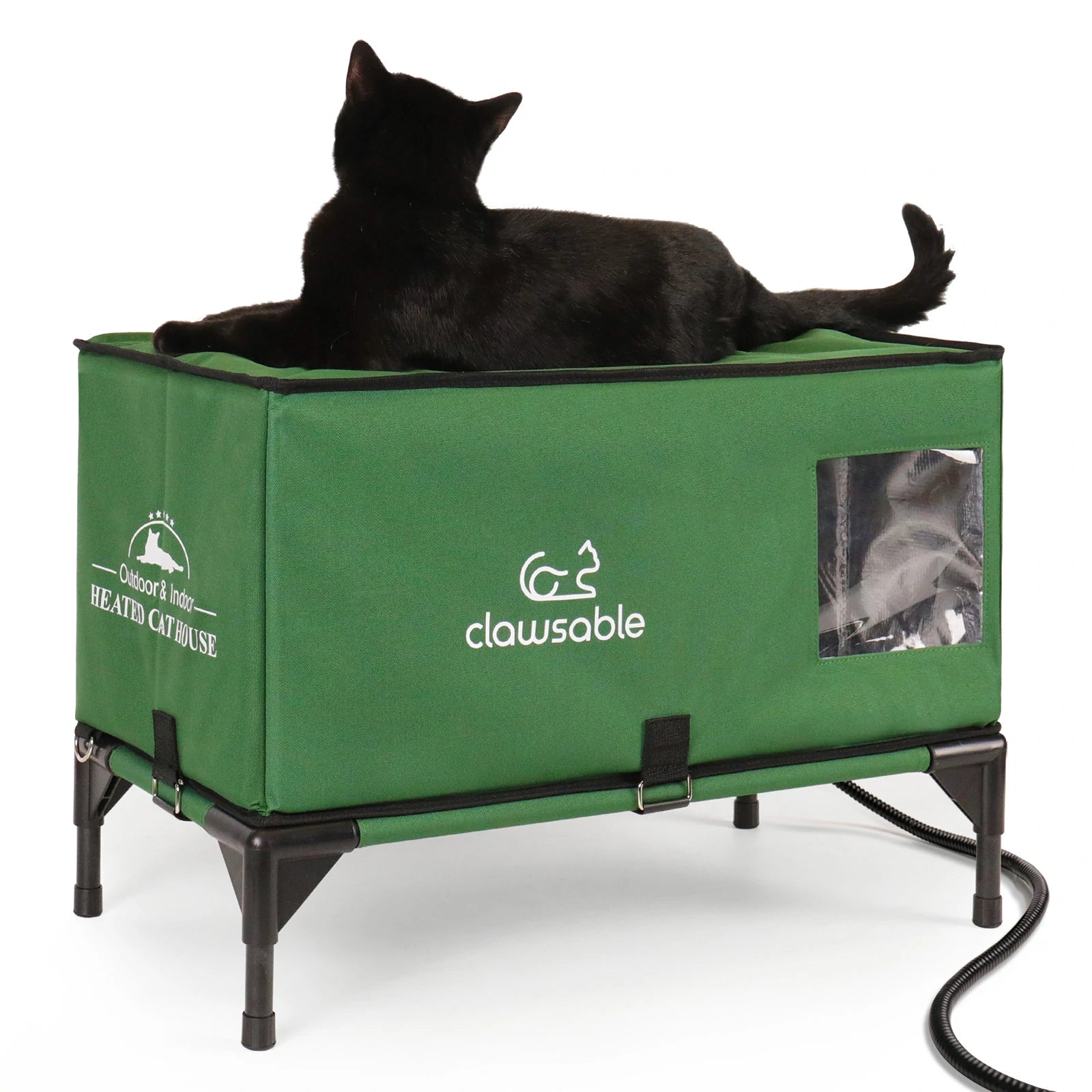 2 in 1 Outdoor Elevated Portable Heated Cat House