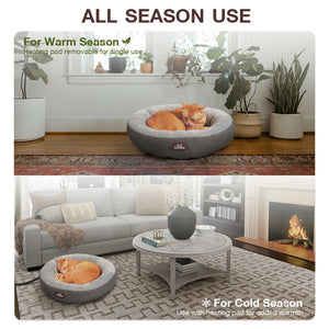 donut heated pet bed all season use