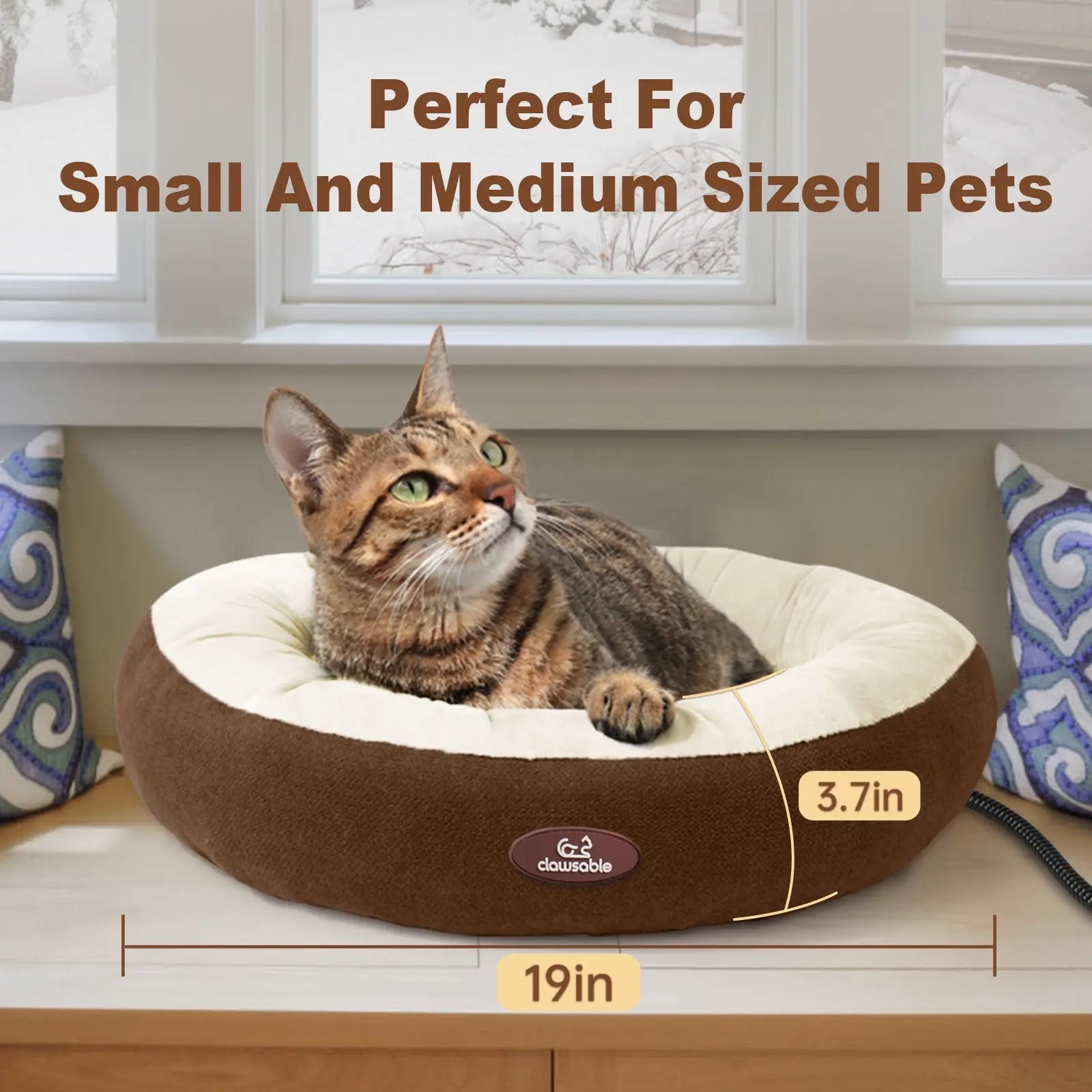 donut heated pet bed size