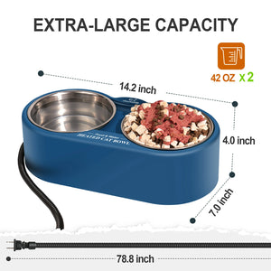 dual 1.25L heated pet bowl green capacity