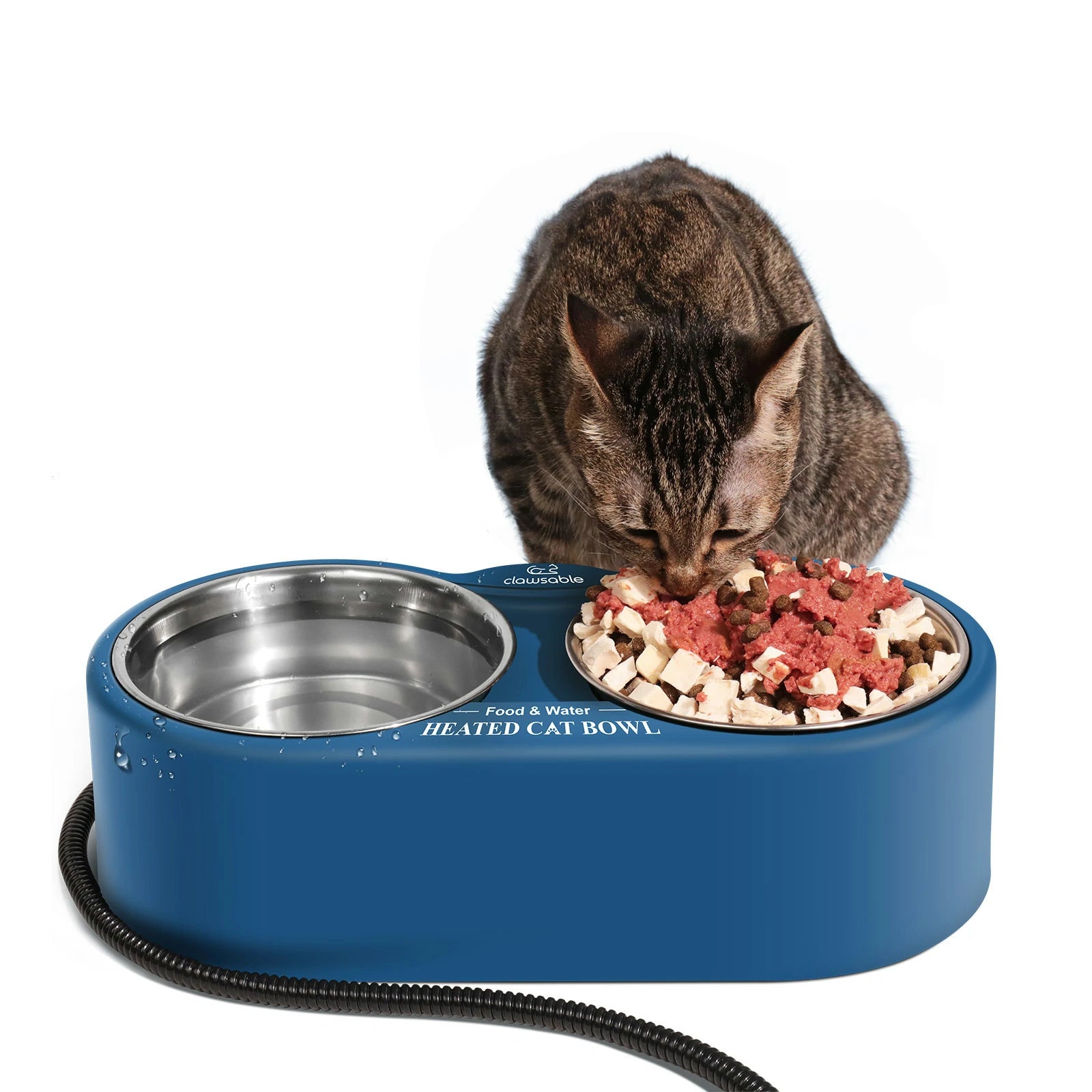 dual 1.25L heated pet bowl green main picture