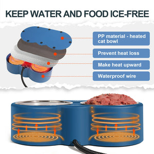 dual 1.25L heated pet bowl green material