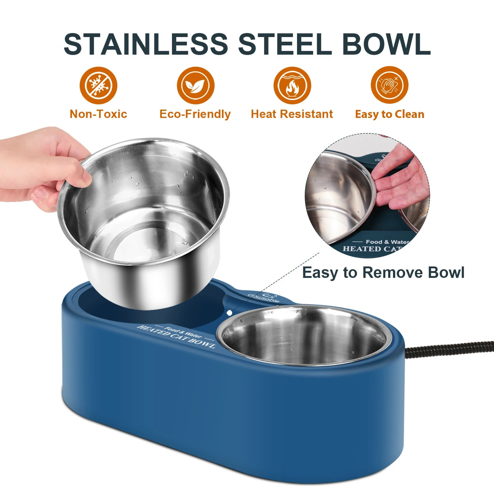 dual 1.25L heated pet bowl green stainless steel bowl