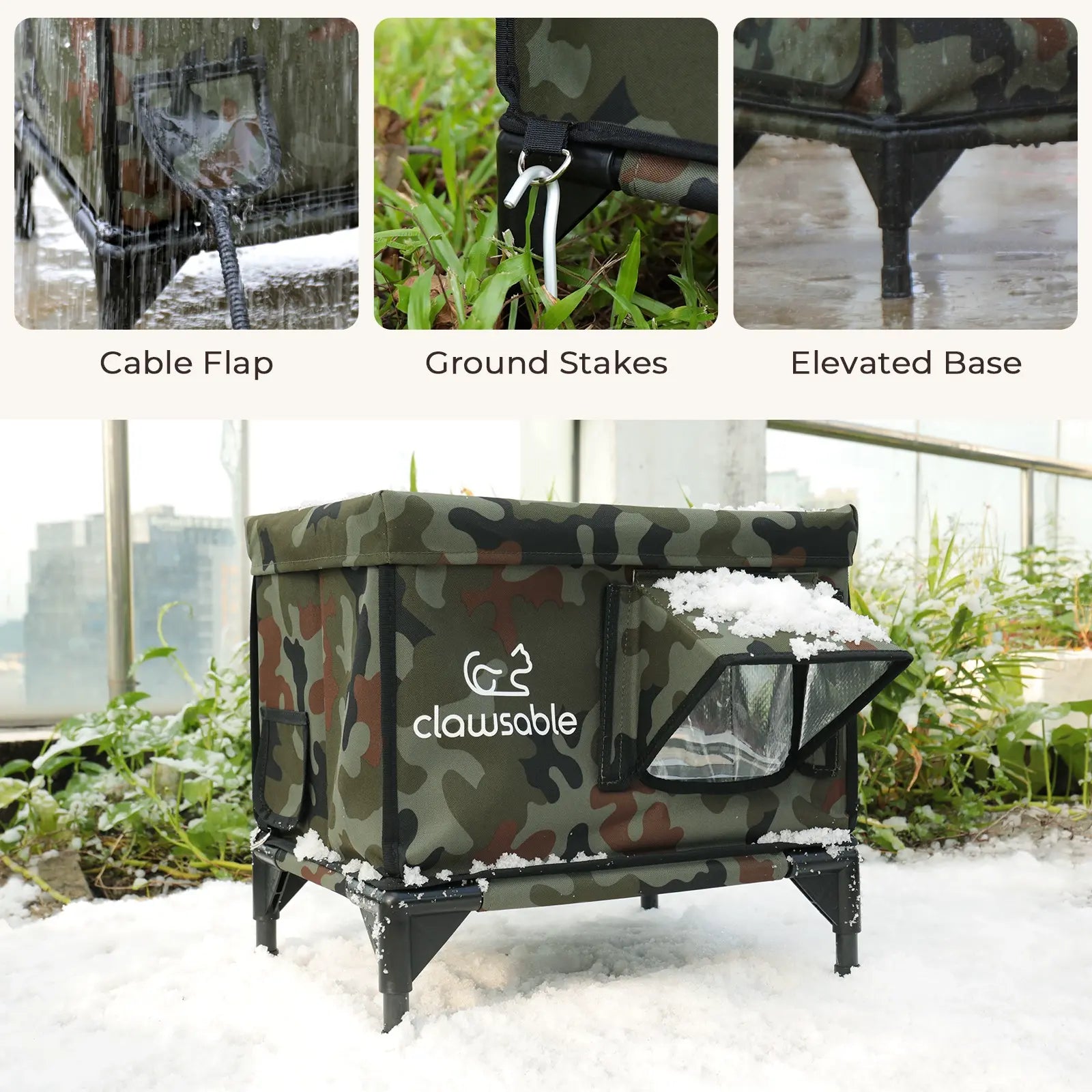 2-Door Portable Elevated Insulated Outdoor Cat House Small