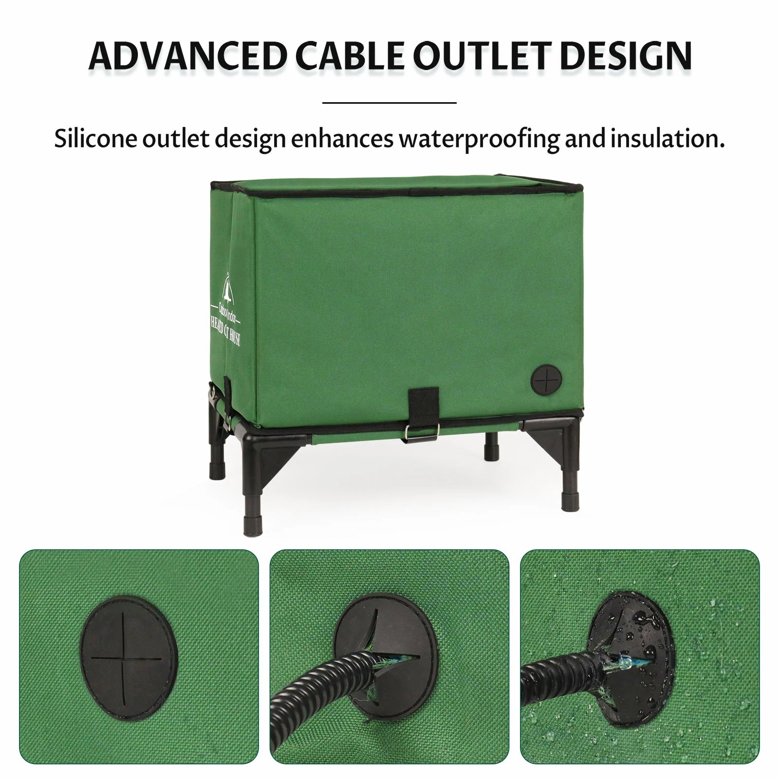 portable heated cat house waterproof insulated cable outlet design 112