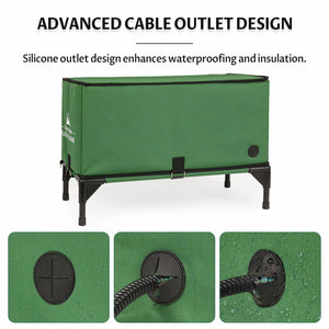 elevated portable heated cat house waterproof insulated cable outlet design