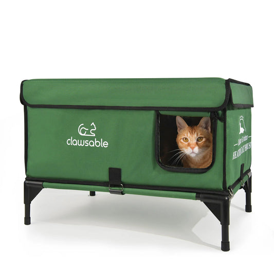 elevated top openable heated cat house large