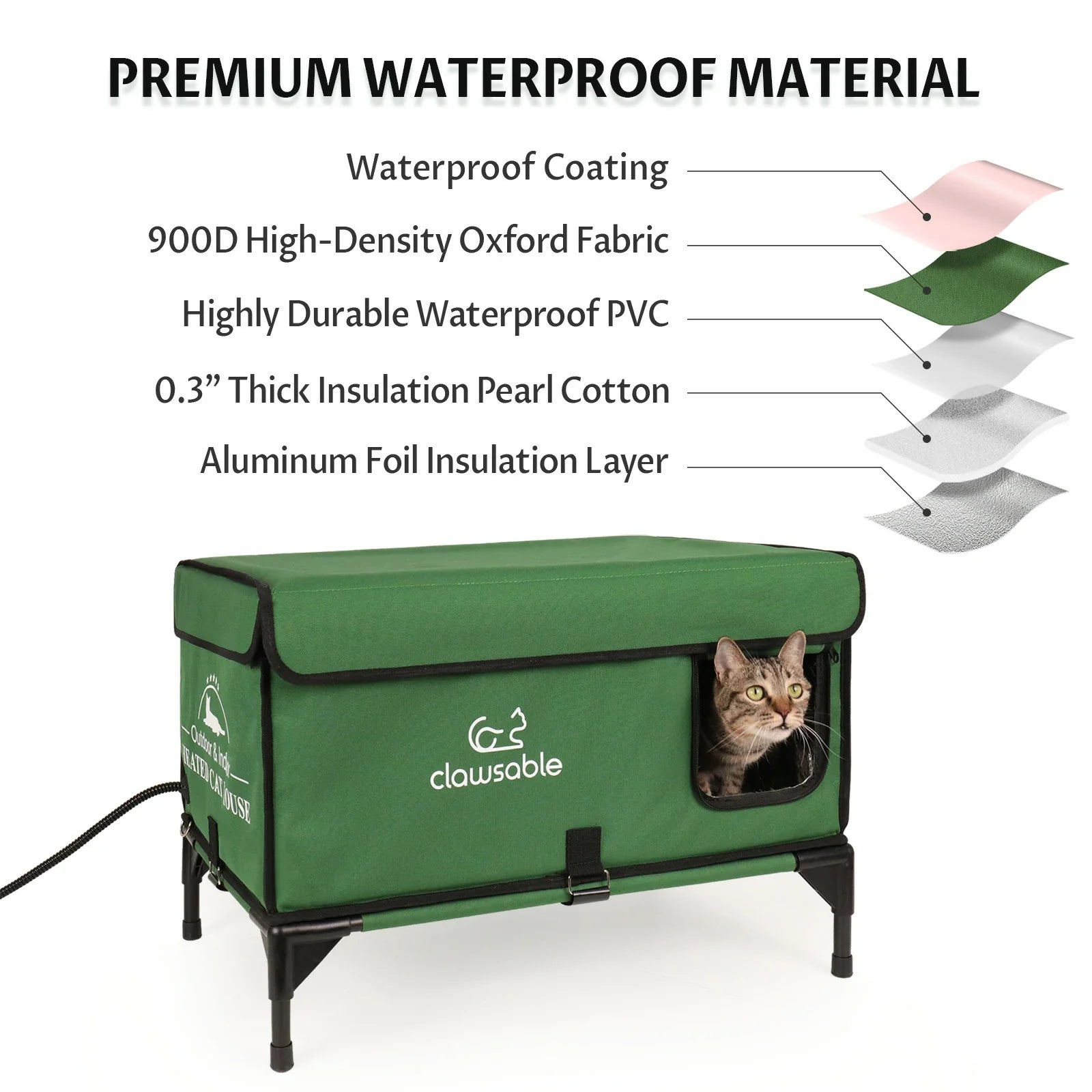 elevated top openable heated cat house samll material