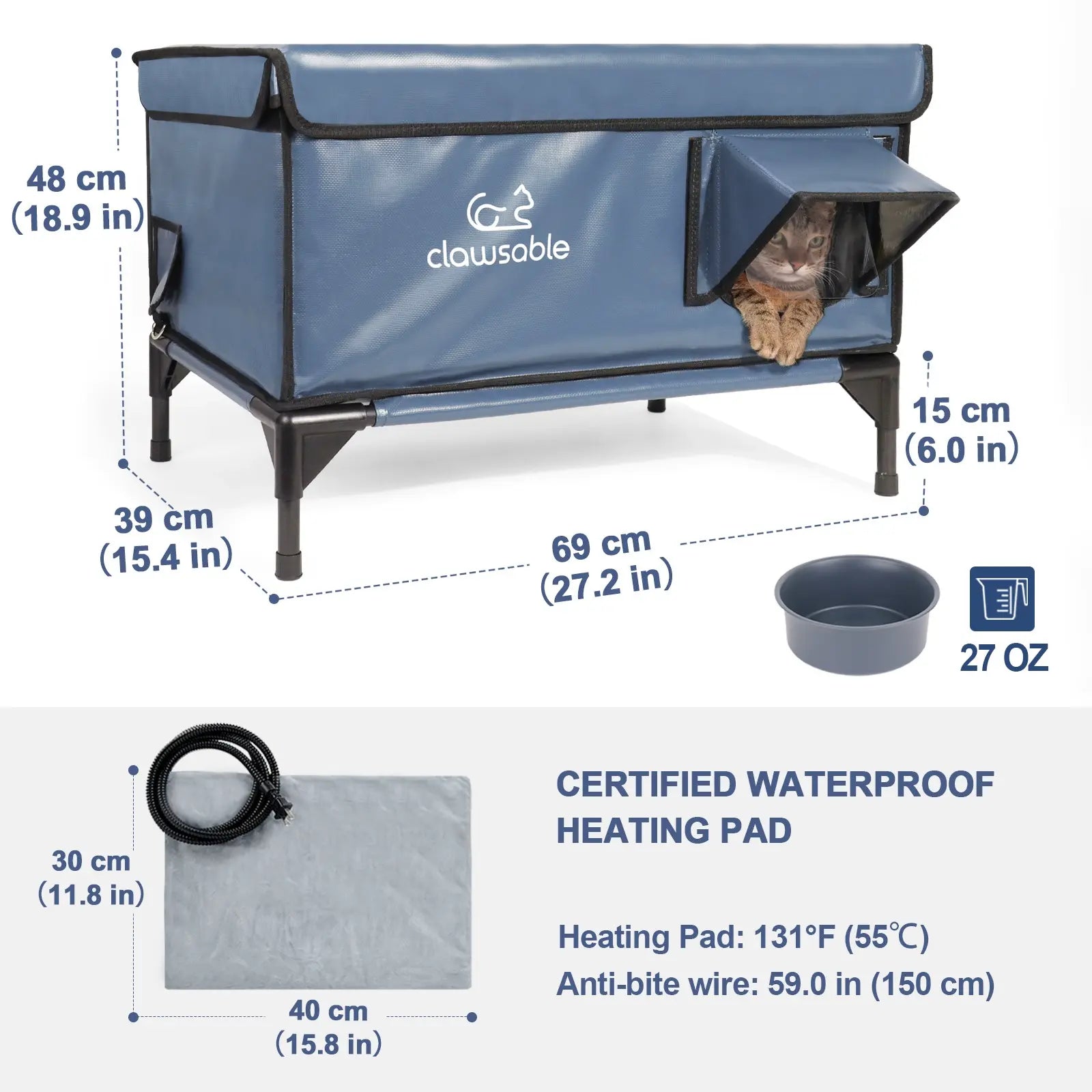 enhanced lift top cat house large size heated