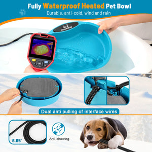 extra large oval heated pet bowl waterproof
