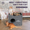 Double-Layer Constant-Temp Heated Felt Cat Bed Castle