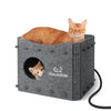 Double-Layer Constant-Temp Heated Felt Cat Bed Castle