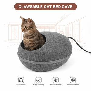heated cat bed nest dark gray details