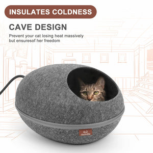heated cat bed nest dark gray insulates coldness