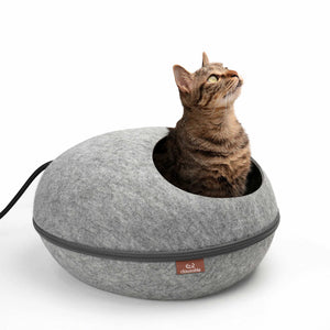 heated cat bed nest light gray main picture