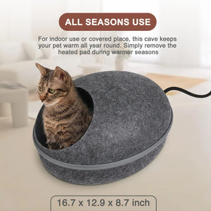 heated cat cave bed all season use1