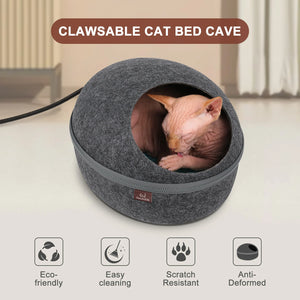 heated cat cave bed features illustrate