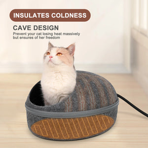 heated cat cave bed insulates coldness maintains warmth effectively