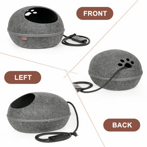 heated cat nest dark front left back details