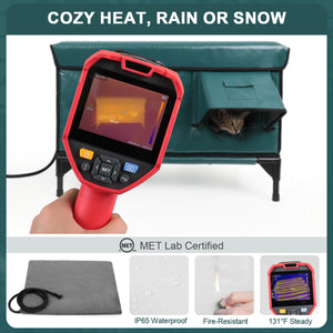 Thermal image of Clawsable insulated cat shelter maintaining 131°F heat