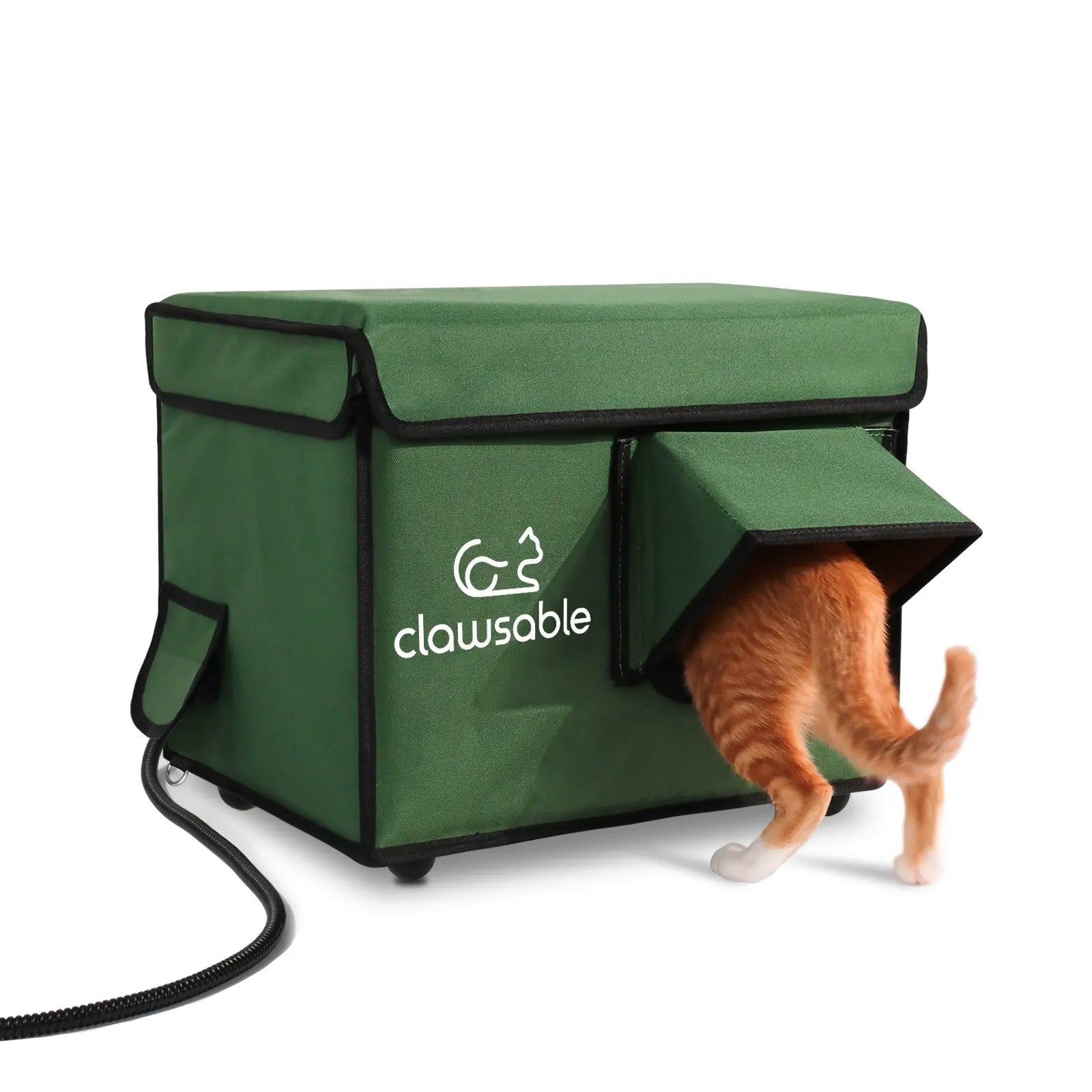 heated lift top cat house green small