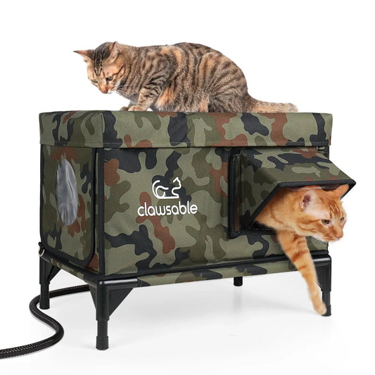 heated feral cat shelter elevated green camo medium