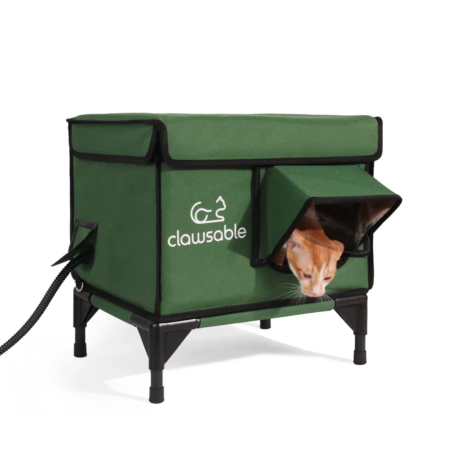 heated cat house weatherproof small green