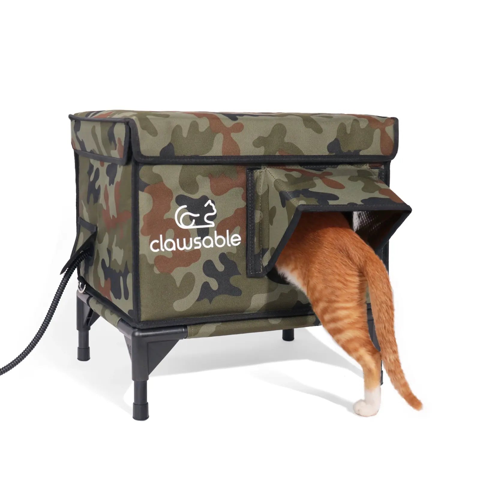 heated elevated feral cat house small green camo