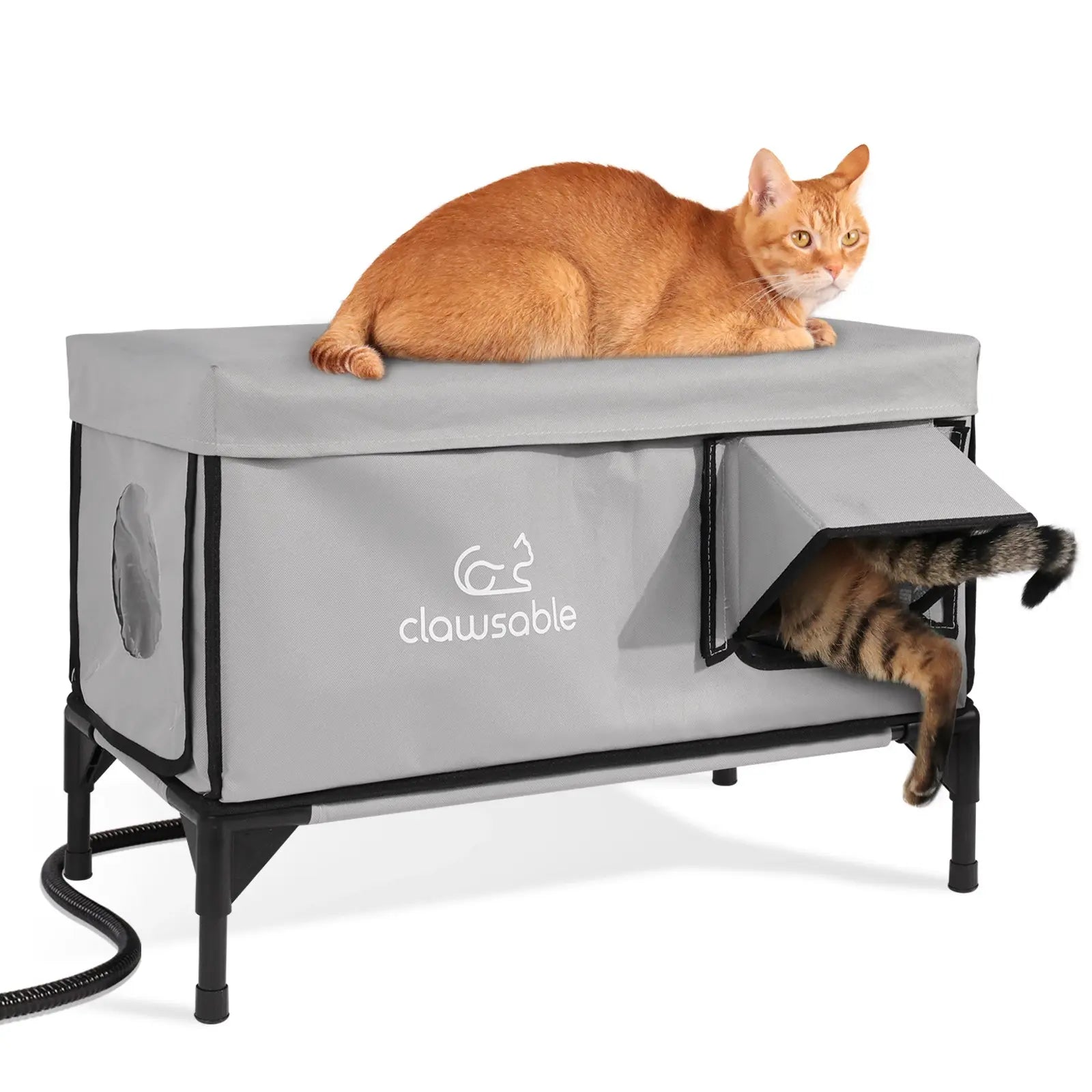 heated cat house outdoor portable weatherproof silver large