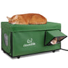 heated portable Outside cat house green large