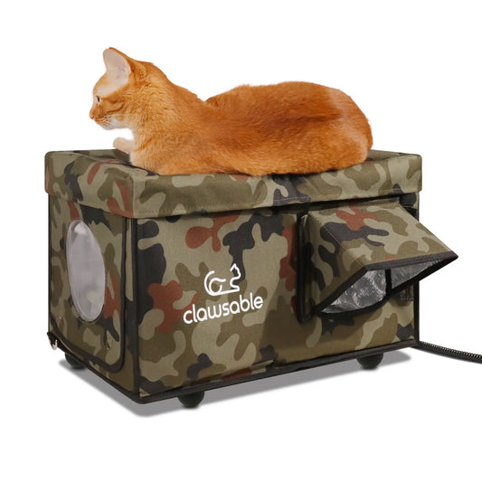 waterproof cat shelter heated green camo medium