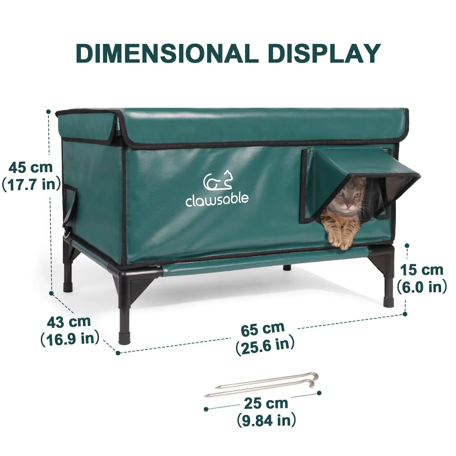 insulated cat house green pvc large size