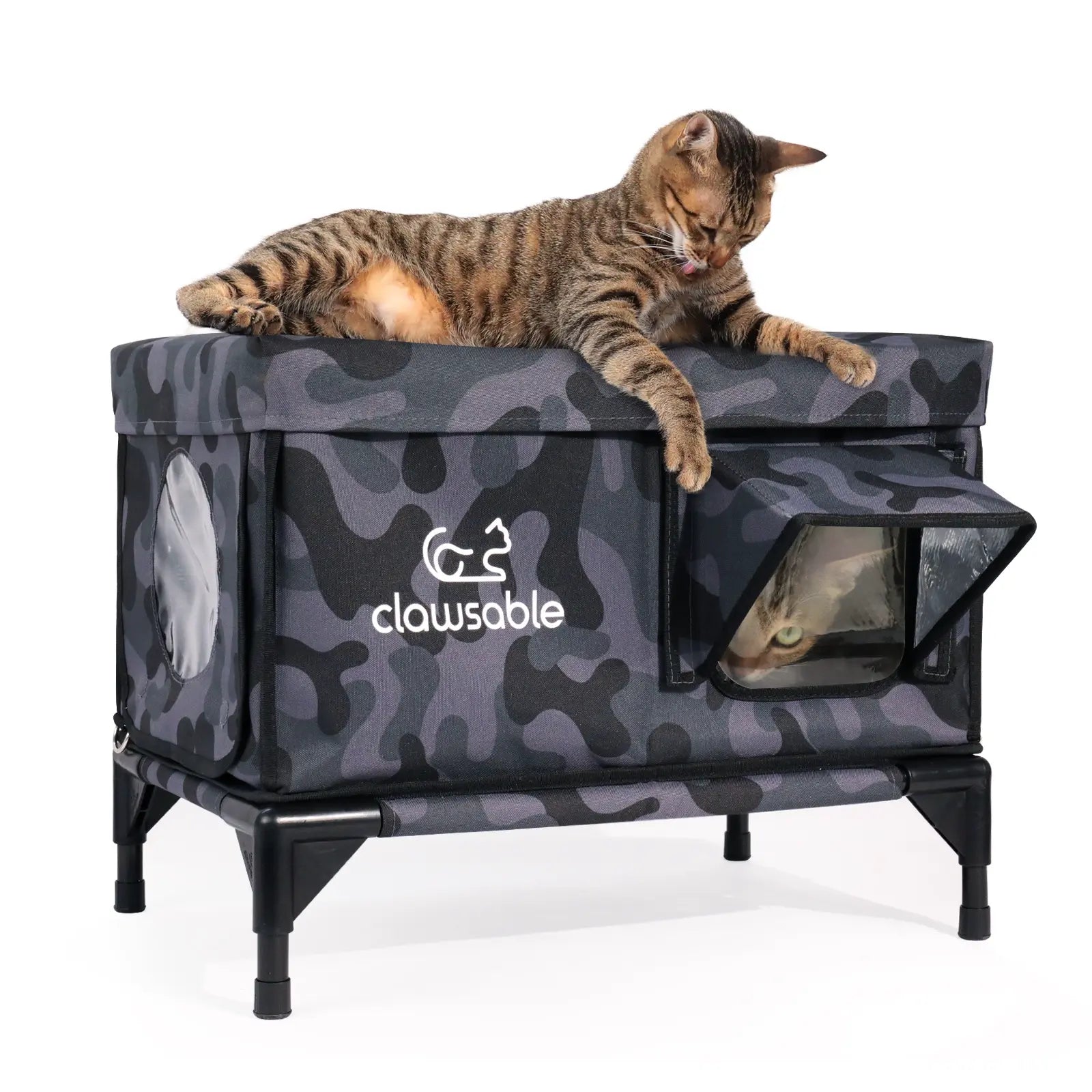 insulated pet house portable black camo medium