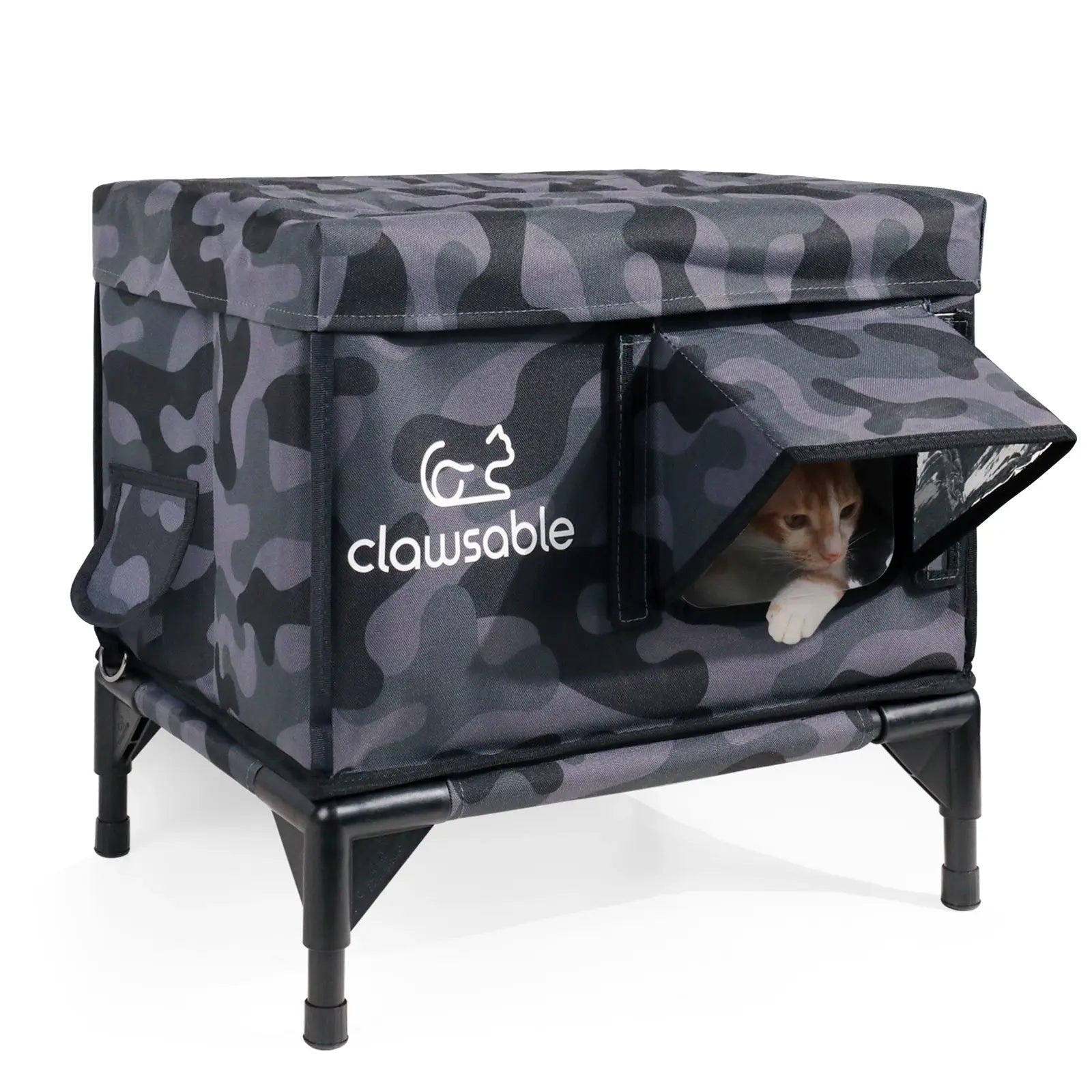 insulated feral cat house elevated black camo small