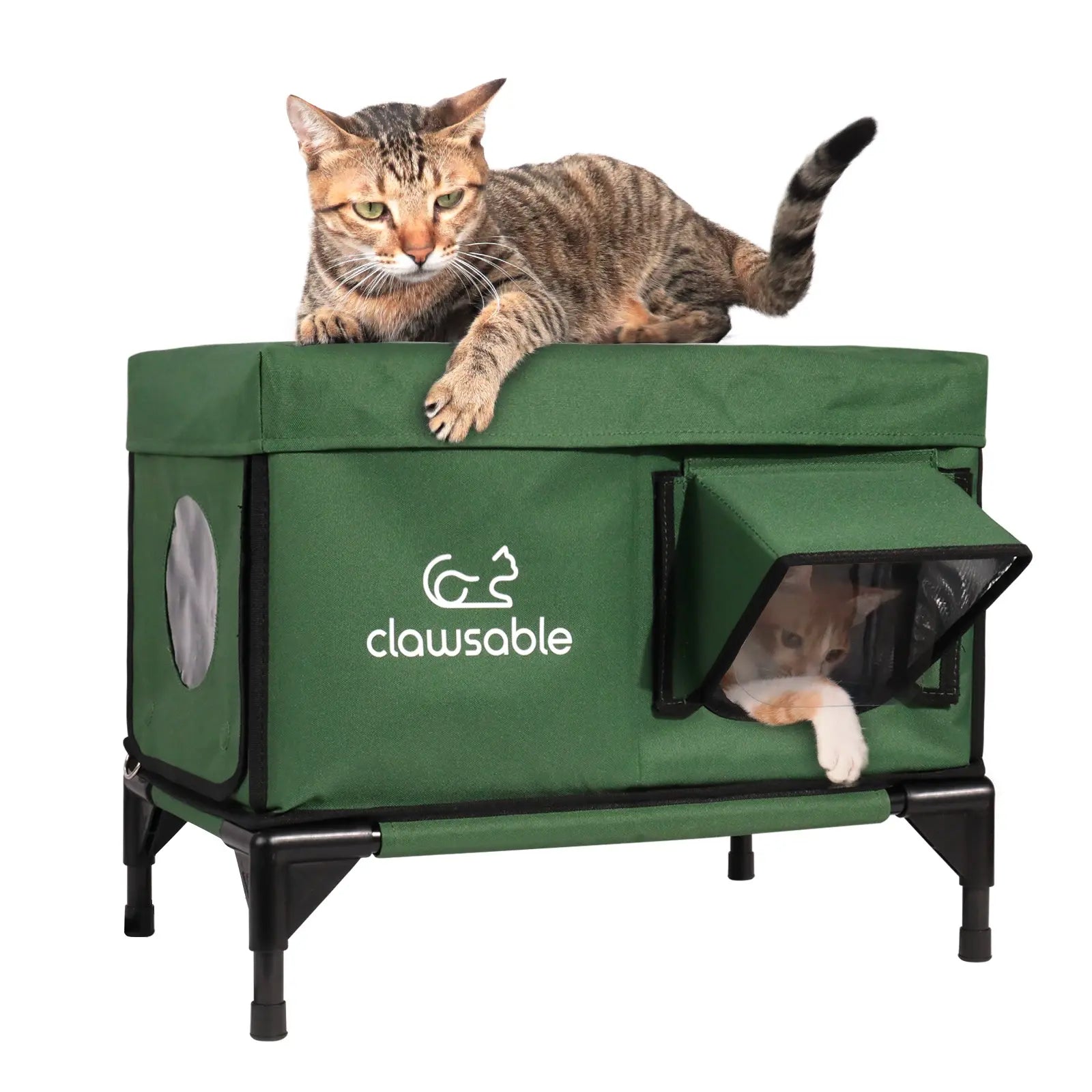 insulated weatherproof cat house green medium