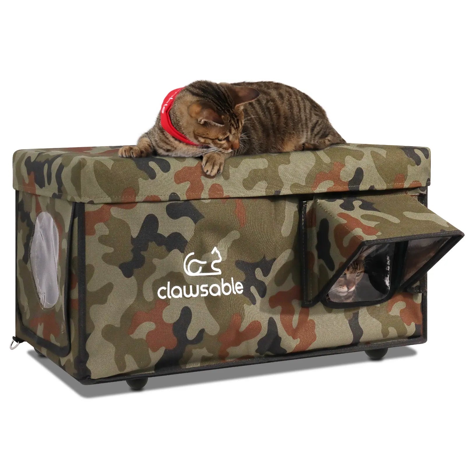 insulated cat house outside waterproof green camo large