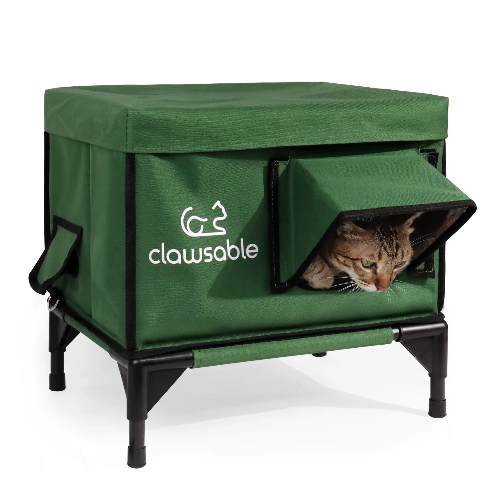 insulated outdoor cat house elevated waterproof green small