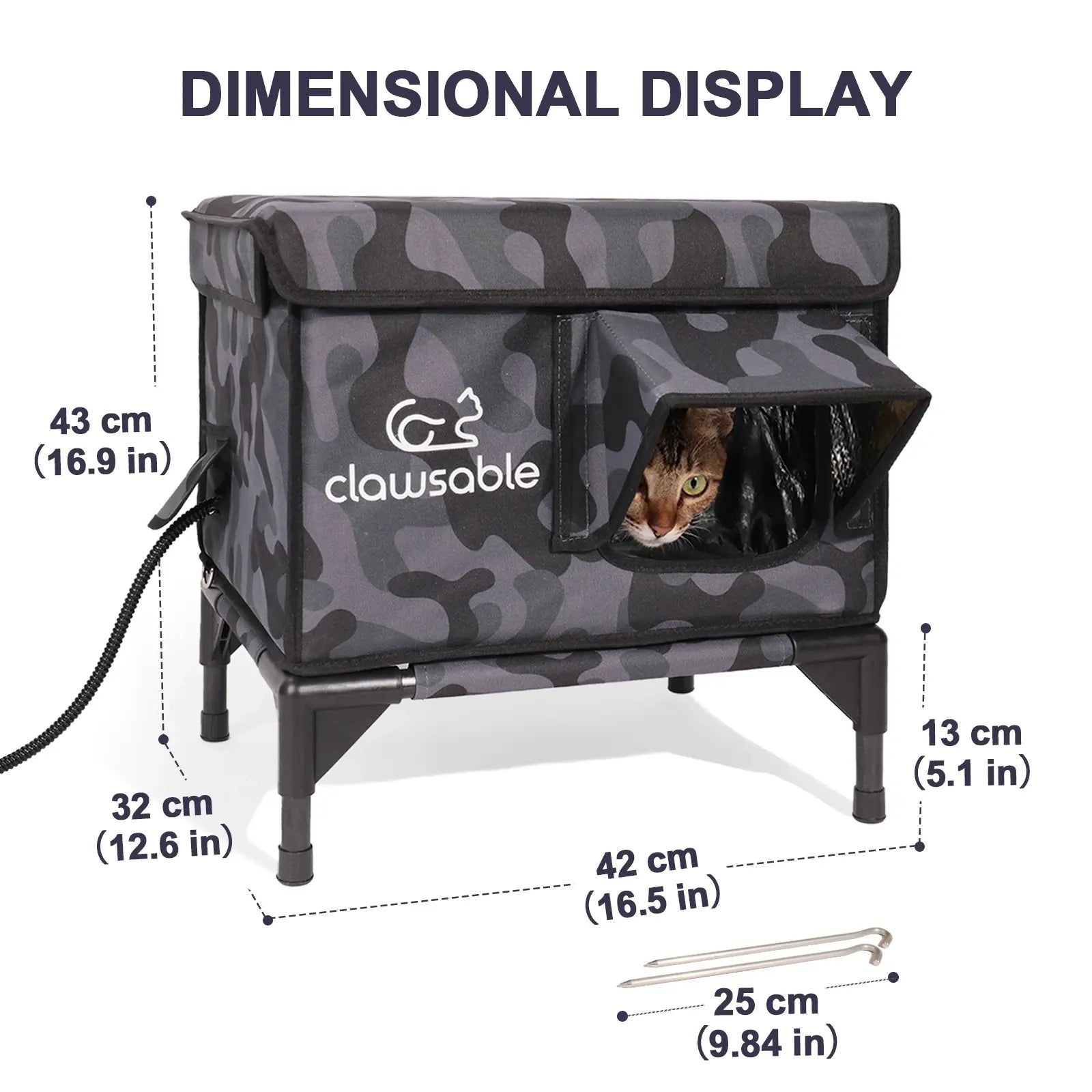 2-Door Lift-Top Elevated Insulated Outdoor Cat House Small