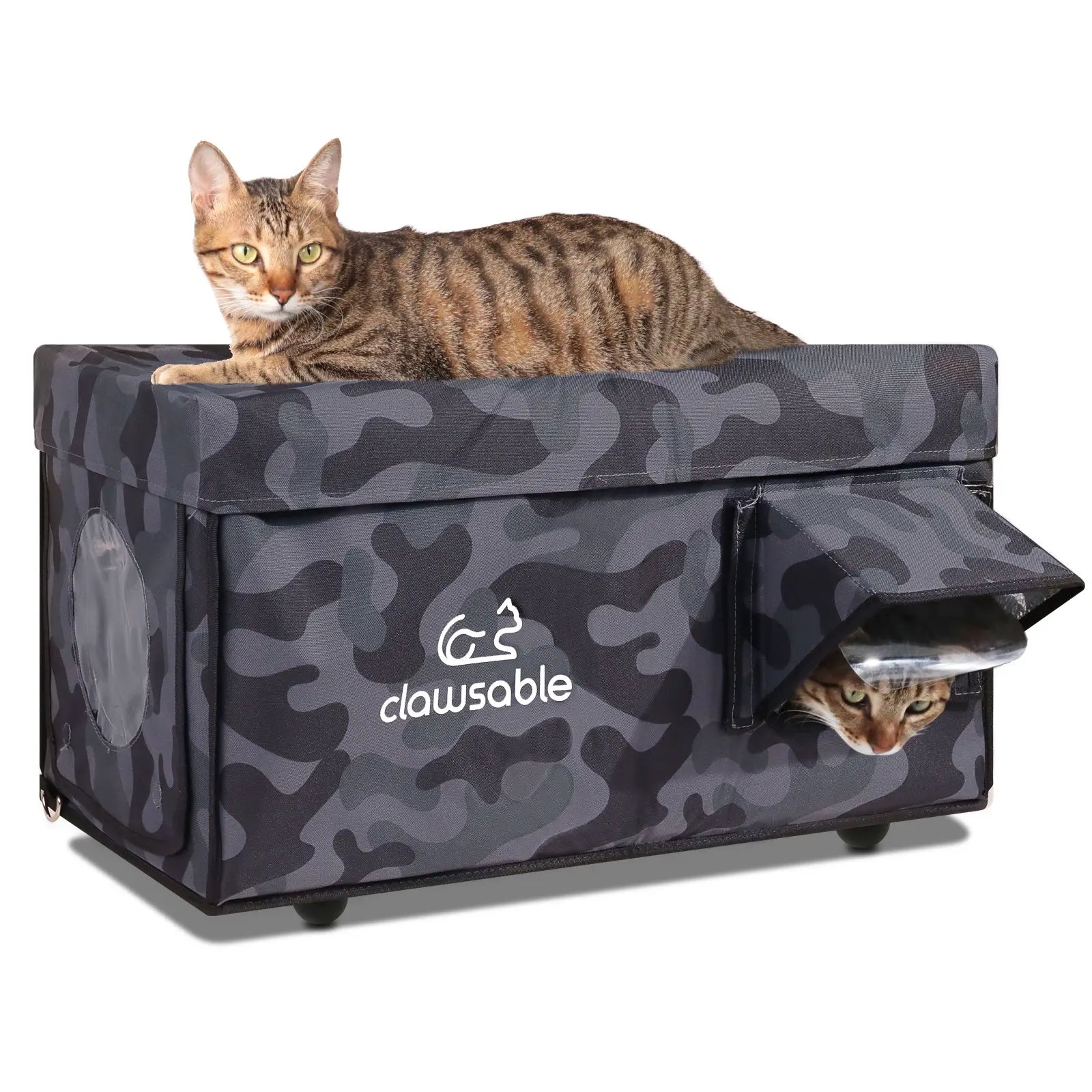 insulated Outdoor cat house portable black camo large